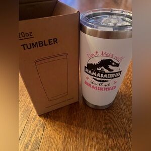 New in Box Mamasaurus Rex White Stainless Steel Tumbler 20oz